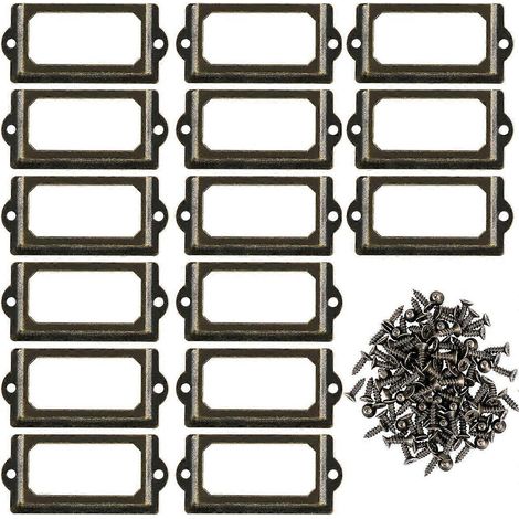 Lot de 15 porte-étiquettes métalliques avec vis, 70 x 33 mm (1/4)