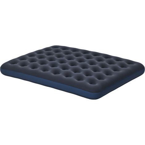 Aufblasbare 2-Personen-Matratze, integrierte Handpumpe, blau beflockte Oberfläche, doppelte Komfort-Luftmatratze, ideal für Camping und Gäste.