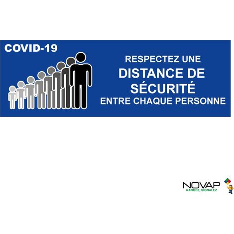 Panneau COVID19 Distance de sécurité - Bleu - spécial sol - 450x150 mm - 4007625