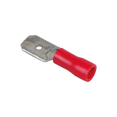 Boite de 50 cosses mâles plates pour languette 6,35x0,8mm 0,5 à 1,5mm² - Rouge