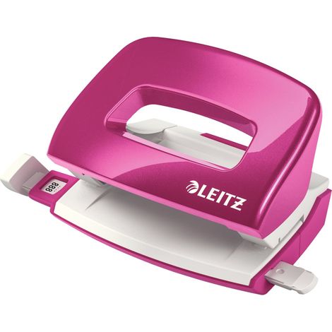 Leitz Mini Perforadora NeXXt WOW 2 Agujeros, 10 Hojas, Metal, Rosa Metalizado (1/5)