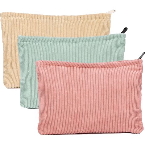 Set pequeño de 3 neceseres de maquillaje, neceser de tela, neceser de viaje, neceser de pana para mujer, neceser de viaje impermeable.