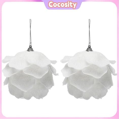 Cocosity Boules décoratives Boules de mousse à paillettes blanches, 2 pièces, boules de pétales de fleurs suspendues, linge fete (1/5)
