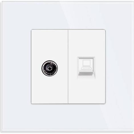 Conector Red RJ45, CAT 6 + TV, KOOB frontal cristal blanco (1/4)
