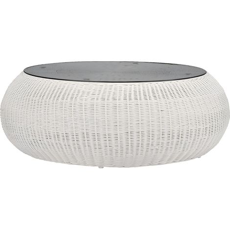 Tavolino da giardino in resina intrecciata Avorio  - WHITEHEAVEN