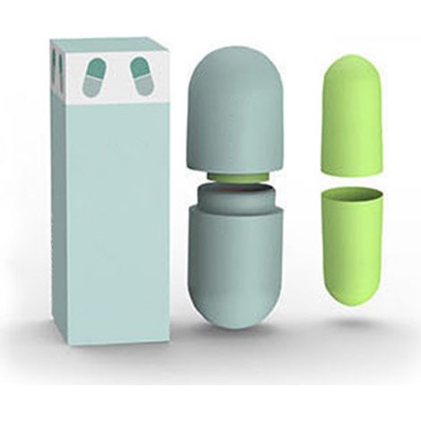 Bouchons d'oreilles anti-bruit verts, protection auditive douce pour sommeil et travail, avec étui capsule de rangement. (1/5)