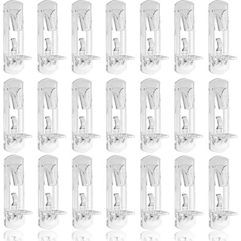 Lot de 100 supports d'étagère verrouillables, supports d'étagère de 5 mm, clips d'étagère transparents, supports d'étagère en plastique pour étagères (1/5)