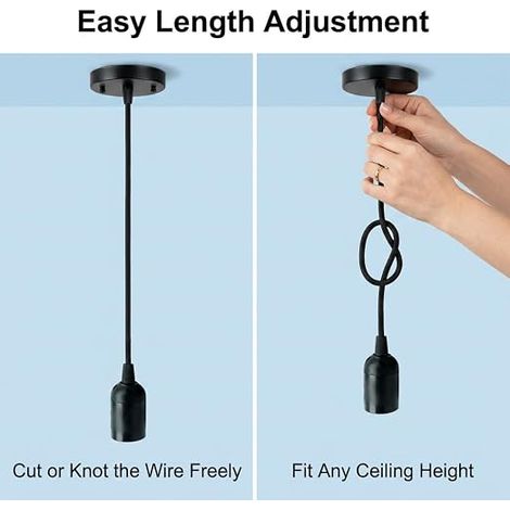 E27 White 1 m Cable Suspension Light Ceiling M6 x 50 Screw Socket Lampshade Ceiling Bedroom Living Room Kitchen Ceiling Lighting (1/4)