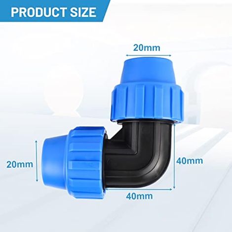 Lot de 6 coudes filetés à 90° en PP pour tuyaux PE, adaptateurs et raccords de serrage en polypropylène, 20 mm (1/5)