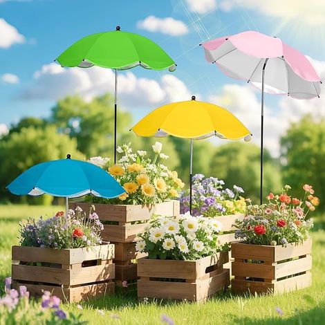 4 parasols pour plantes d'extérieur, grands parasols de jardin pour parterres et plantes en pot - parasols améliorés à angle réglable plus élevé pour protéger les plantes et les fleurs du soleil (1/5)