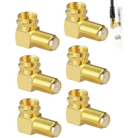 6 Pièces Adaptateurs D’Angle Satellite 90° pour Câble Coaxial,adaptateur coaxial pour tv satellite, Connecteur f Coudé, Adaptateur f, Fiche f, Raccord Satellite (1/5)