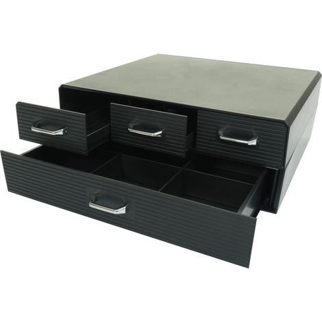 Élévation d'écran HHG-764, support d'écran Élévation d'écran Boîte de rangement avec 4 tiroirs et 15 compartiments 13x34x31cm (1/5)