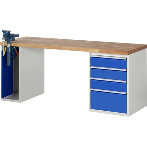 Établi Rau modèle 7510 avec 4 tiroirs et armoire LxPxH 2000x900x840mm