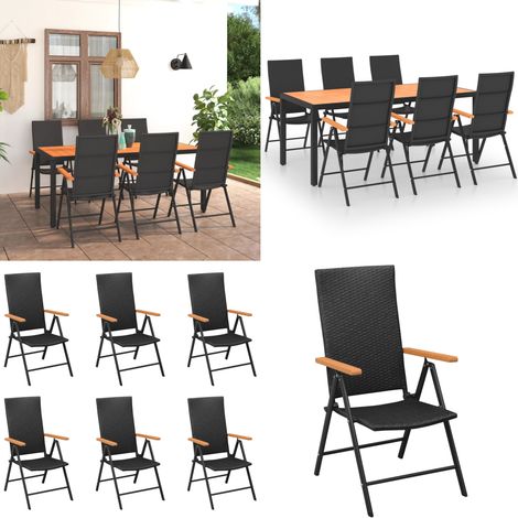 Ensemble à manger de jardin 7 pcs noir et marron - Meubles De Jardin - Salon De Jardin - Set De Salle À Manger Extérieur - Table Et Chaises De Jardin - Résine Tressée - Home & Living (1/5)