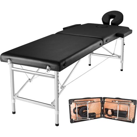 Massageliege klappbar 2 Zones schwarz