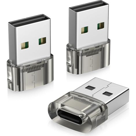 Adaptateur Voiture USB vers USB C 3Pack,USBC Femelle vers A Mâle (1/5)
