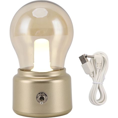 Ortviai Lampe de bureau vintage LED avec abat-jour en verre – lampe de chevet élégante et économique pour chambre ou salon