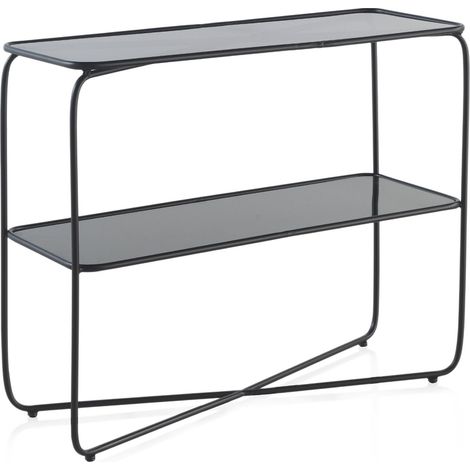 console en métal noir avec plateau en verre fumé élégance moderne - noir et verre fumé (1/5)