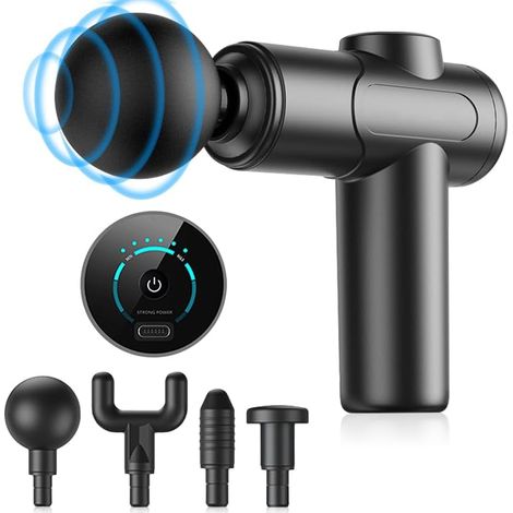 APEX Bouncy Pistolet de massage musculaire des tissus profonds avec 4 têtes de massage, recharge de type C et technologie Quiet Glide (1/5)