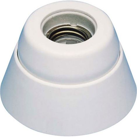 Douille droite de montage en surface pour ampoule intérieure E27, 4 à 250 V, en porcelaine blanche (1/2)