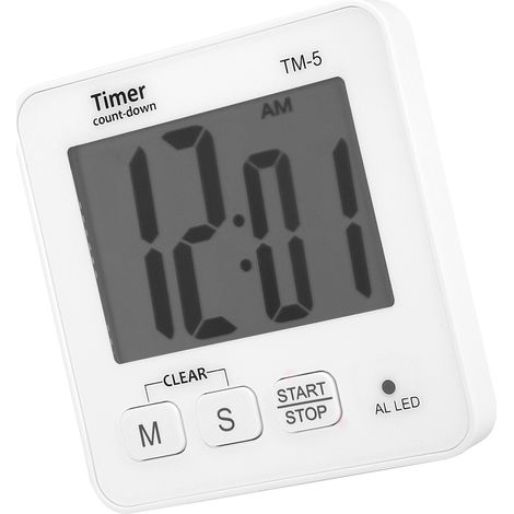 Minuteur digital portable à écran LCD multifonction pour cuisson cuisine avec compte à rebours, plastique ABS, 8.8x9x2.5 cm, 1 pièce, pile AAA non incluse (1/5)