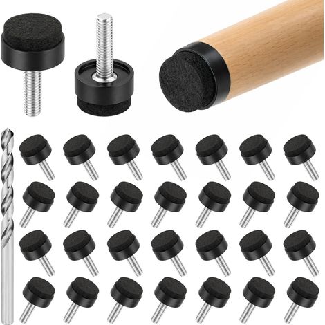 Lot de 30 patins de chaise à visser - Diamètre : 19 mm - Pieds de meuble M6 avec perceuse (1/5)