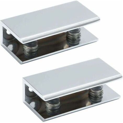 Pince à Verre Support d’Étagère en Verre Support de Tablette Murale Charnière de Porte, Verre Adaptatif de 8-12 mm d'Épaisseur, Finition Polie en Acier Inoxydable, 2 Pcs (1/4)