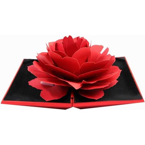 Scatola per anelli con rosa 3d in carta - rosso (1/3)