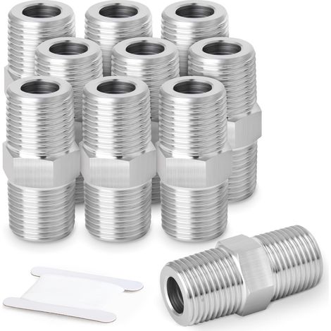 2 pièces de raccords tuyauterie à embout hexagonal en acier inoxydable 304, raccord droit adaptateur pour tuyau mâle BSP 1-1/2" x - 3/8"M(10Pcs) (1/5)