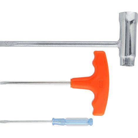 3-teiliges Werkzeugset für Stihl-Kettensägen: Schraubendreher, Schraubenschlüssel, Metallhülse (1/5)