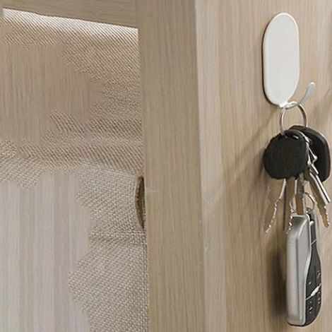 10 selbstklebende Haken, universell einsetzbar, hohe Tragkraft, Wandhandtuchhalter, für Badezimmertüren, weiß (1/5)