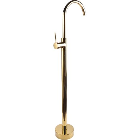 Robinetterie de baignoire autoportante, style européen, en laiton et inox, sans perçage, mitigeur sur pied pour vasque colonne, finition dorée (1/5)