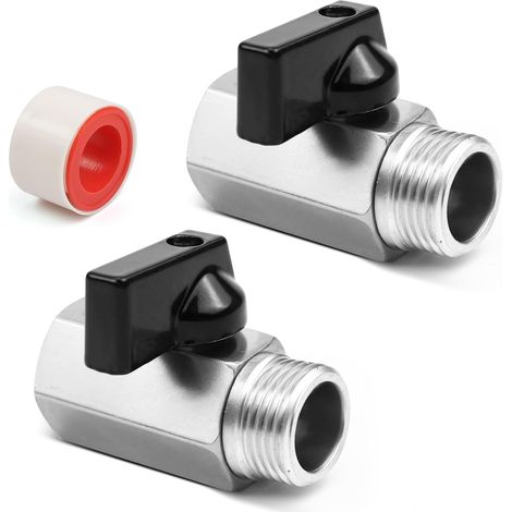 2 Robinets à Bille en Laiton 1/2 Pouce - Mini Robinet à Bille, Robinet d'Arrêt, Vannes à Bille à Filetage Intérieur, Interrupteur à Bille Dn15 pour Cuisine, Salle De Bain, Wc (1/5)