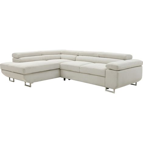 Divano letto in Velluto a coste Beige - Angolo a sinistra - NURAZIO