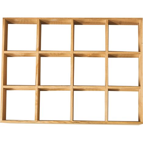 Étagère de rangement en bois à 12 compartiments pour figurines, type boîte à ombres, idéale pour la chambre, le salon ou le bureau (sans plaque arrière). (1/4)