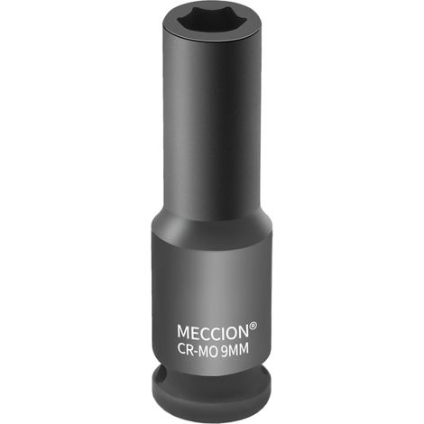 Douille à Chocs 9mm en 3/8 Pouce Entraînement, Robuste Cr-Mo 6 Pans Douille Profonde, 63mm Longue (1/5)