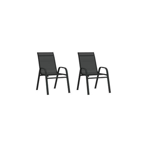 Chaises empilables de jardin lot de 2 Noir Tissu textilène (1/5)