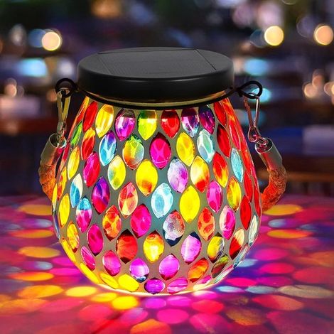 Linterna solar para exteriores – Blanco cálido y RGB – Impermeable y colgante – Para árboles, patio, mesa y terraza (1/4)