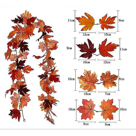 Artificielles Feuilles Automne Guirlande, Feuilles d'érable Vigne Artificielle érable grimpante Faus (1/5)