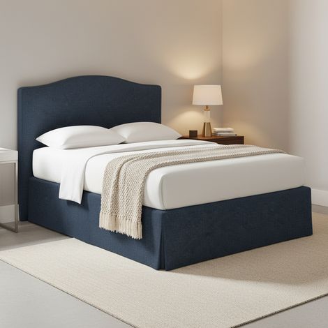 Letto Piazza e Mezza Runcorn, Sfoderabile, Contenitore Made in Italy, blu (1/5)