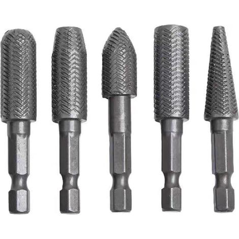 Lot de 5 râpes rotatives en acier pour sculpter le métal, le bois, le meulage du bois, les accessoires de travail du bois, l'élimination de la rouille (1/5)