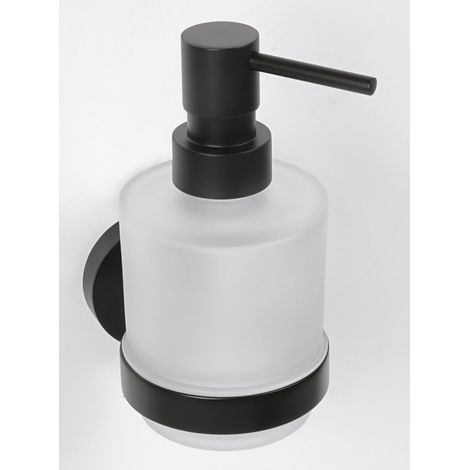 Sapho X-Round - Distributeur de savon avec support, verre mat / noir XR103B (1/5)