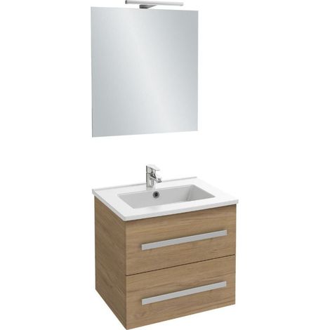 Meuble vasque 60 cm JACOB DELAFON Ola Up chêne avec miroir et spot (1/3)
