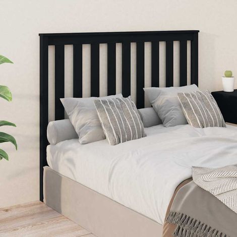 vidaXL Cabecero de cama madera maciza de pino negro 146x6x101 cm (1/5)