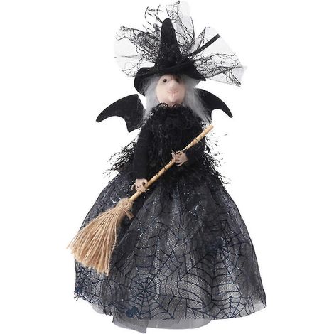 Muñeca de bruja decorativa, muñeca mágica de brujas sin fantasmas, accesorios para casa embrujada de Halloween, decoración de escritorio para fiestas (1/4)