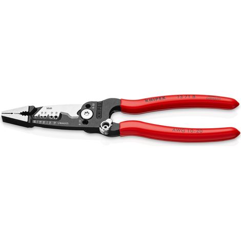 KNIPEX 13 71 8 WireStripper Pinze multifunzione per elettricisti modello americano rivestiti in resina sintetica atramentata nera 200 mm (1/4)