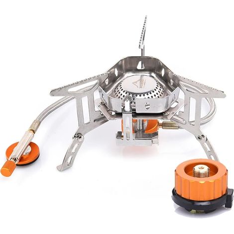 Brûleur à gaz résistant au Vent for Camping, poêle à feu Puissant d'extérieur, Chauffage, Fournitures d'équipement Touristique, Cuisine Touristique, Voyages de Survie(Stove and Adaptor) (1/5)