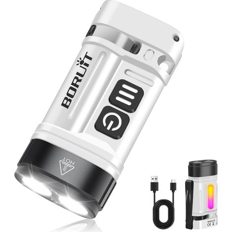 V15 Lampe Torche LED ultra Puissante Rechargeable 1200LM Mini Lampes de Poche Porte-clés avec Magnétique Orientable à 80°, 10 Modes IP67 Étanche USB Torches (1/5)