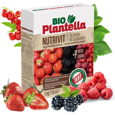BIO PLANTELLA Ökologischer Dünger für Erdbeeren, Himbeeren, Brombeeren und Johannisbeeren 1 kg