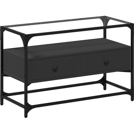 Maison Exclusive - TV-Schrank mit Glasplatte Schwarz 80x35x51 cm